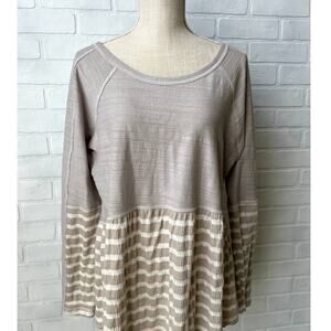 Mur Mur Medium Weight Scoop Neck Long Sleeve Striped Tunic-sz L